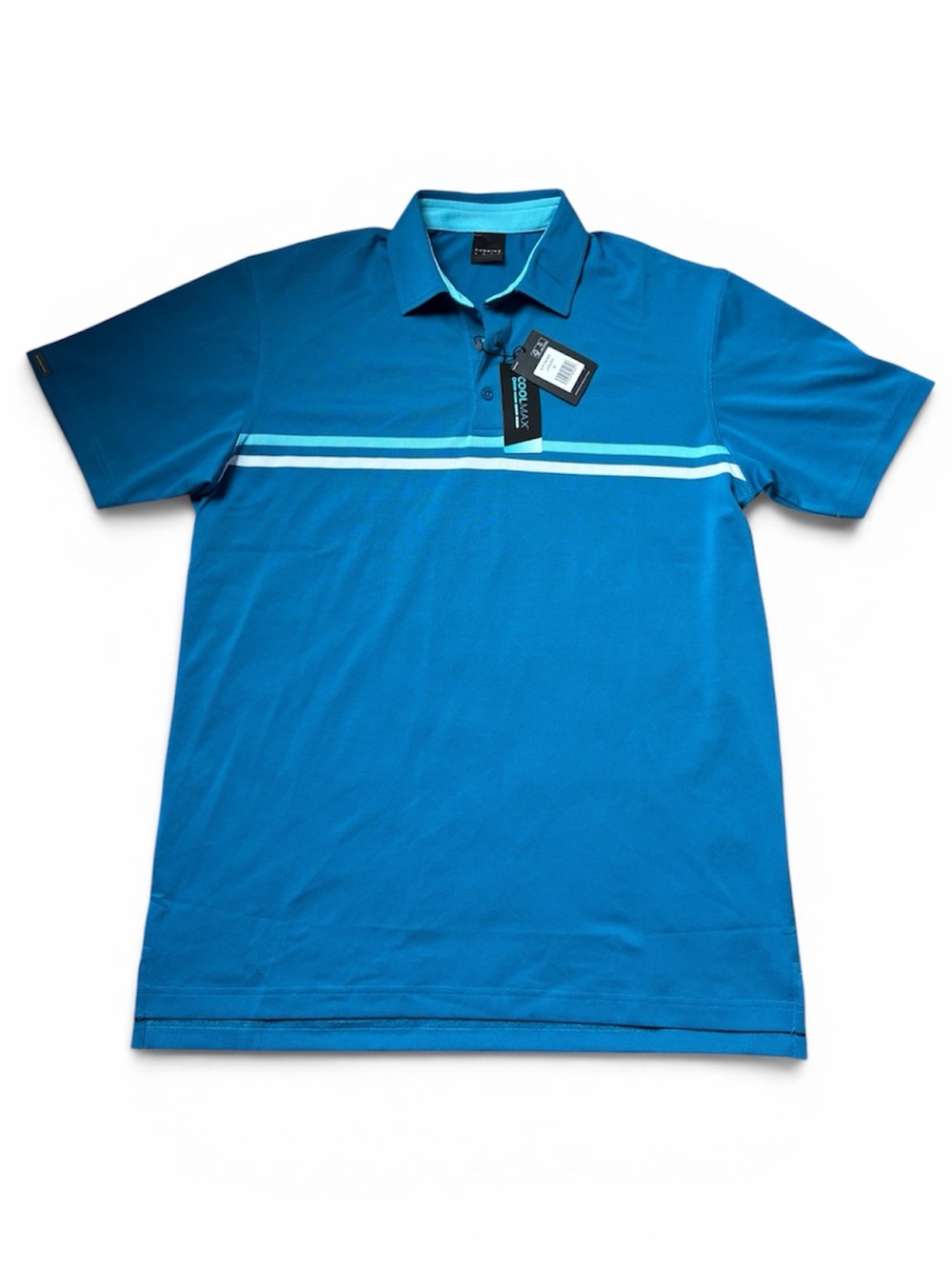 NWT Men's Dunning Golf Laguna Blue Striped Polo Shirt Size Medium